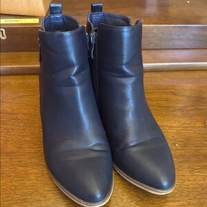 Blue Ankle Boots with Side Zipper